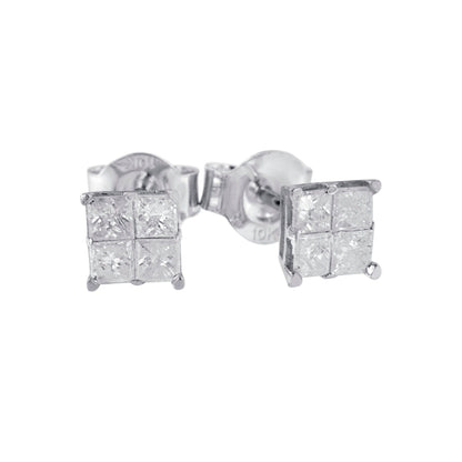 10k White Gold Diamond Stud Earrings (0.60 cttw, I-J Color, I2-I3 Clarity) by Bids.com