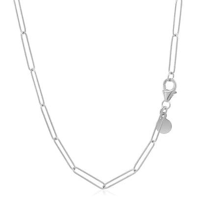 14k White Gold Wire Paperclip Chain (2.7mm) by Bids.com
