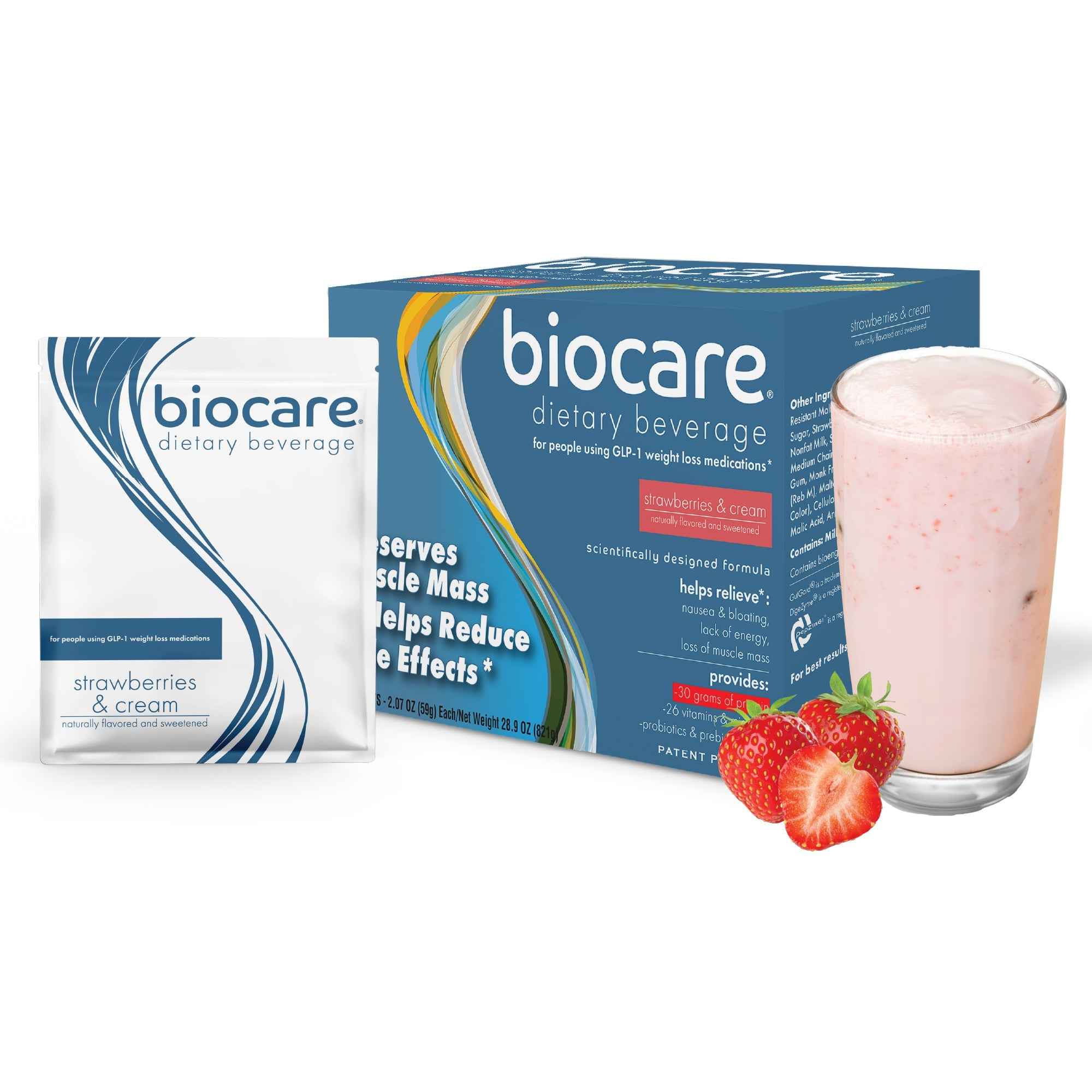 30G Protein Strawberries &amp; Cream Biocare Dietary Beverage (14-Count)