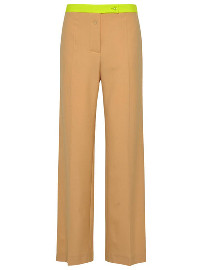 Off-White Beige Wool Blend Active Pants Women by Luosophy