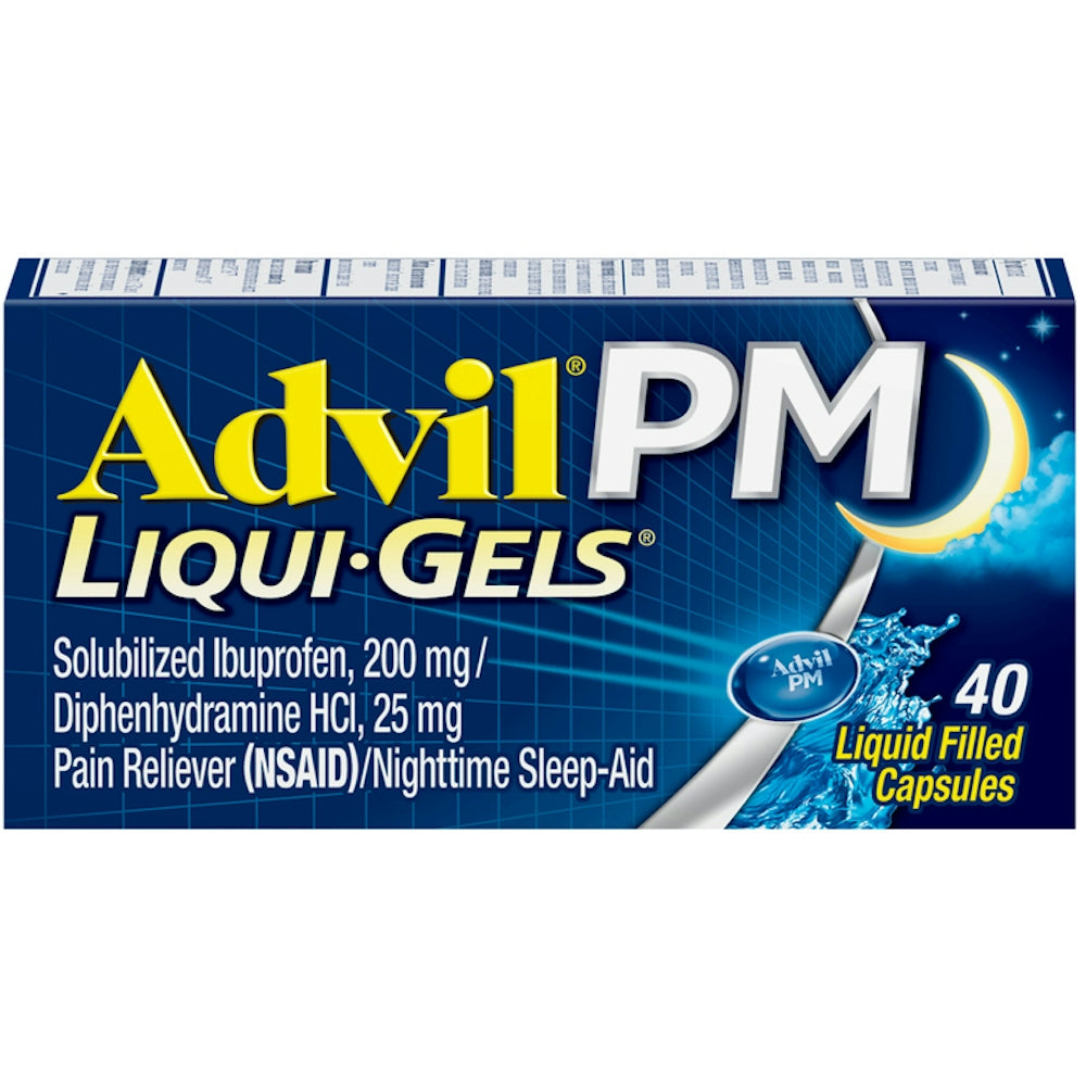 Advil PM Liqui-Gels Pain Reliever/Nighttime Sleep Aid Liquid Filled Capsules, 200mg Ibuprofen, 25mg Diphenhydramine by Pasteur Pharmacy