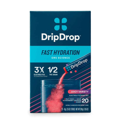 Drip Drop Dehydration Relief Fast Juicy Electrolyte Drink Mix Variety Carton