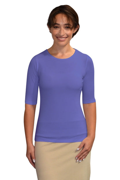 Fitted Layering Shell - Modest Round Neck with Elbow Sleeves by Kosher Casual USA