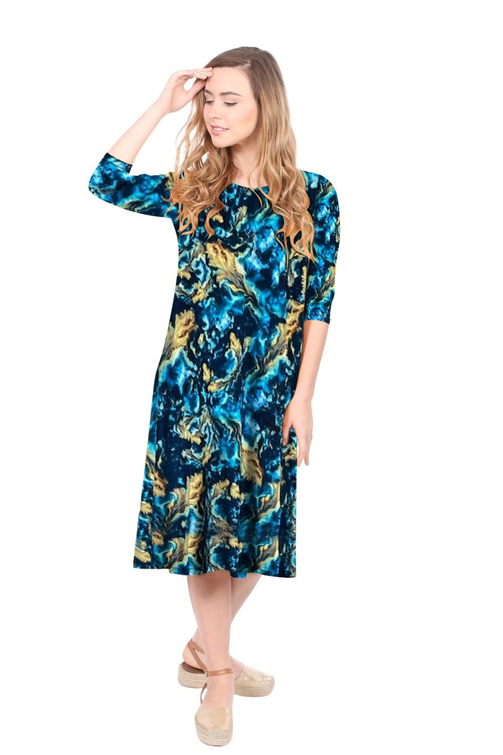 Past The Knee T-Shirt Dress - Comfortable A-Line Silhouette by Kosher Casual USA