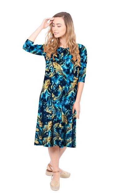 Past The Knee T-Shirt Dress - Comfortable A-Line Silhouette by Kosher Casual USA