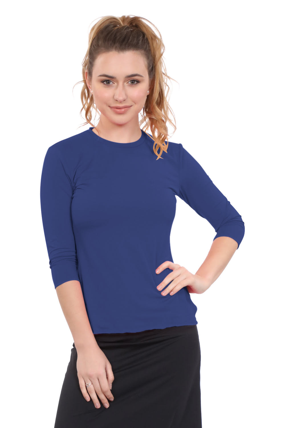 Relaxed Fit 3/4 Sleeve Swim &amp; Exercise Top - Quick-Dry UPF 50+ Protection by Kosher Casual USA