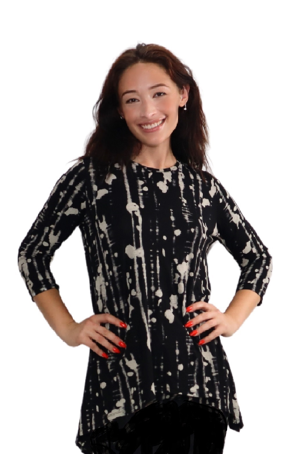Modest Handkerchief Tunic Top - 3/4 Sleeve Comfort Flow Design by Kosher Casual USA
