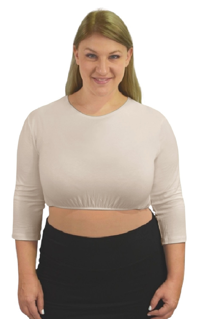 3/4 Sleeve Cropped Layering Shell in Viscose Spandex - Women&