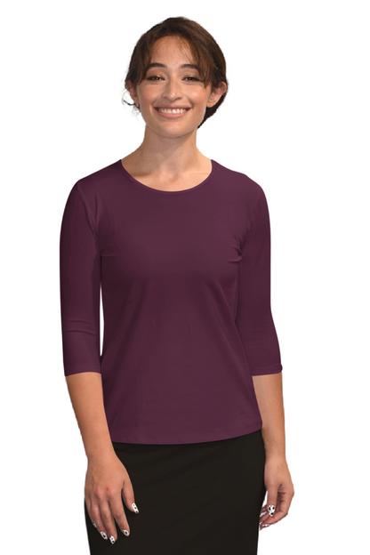 Essential 3/4 Sleeve Modest Crew Neckline Shell - Versatile Layering Top by Kosher Casual USA