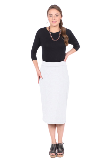 Mid-Calf Pencil Skirt in Cotton Spandex – No Slits by Kosher Casual USA