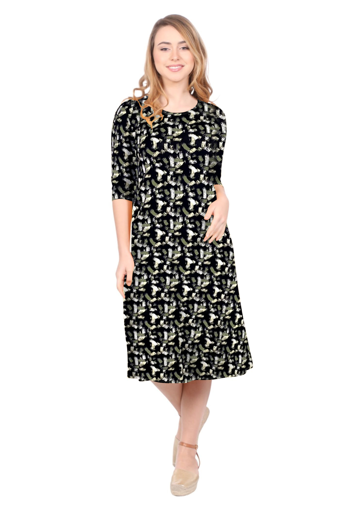 Past The Knee T-Shirt Dress - Comfortable A-Line Silhouette by Kosher Casual USA