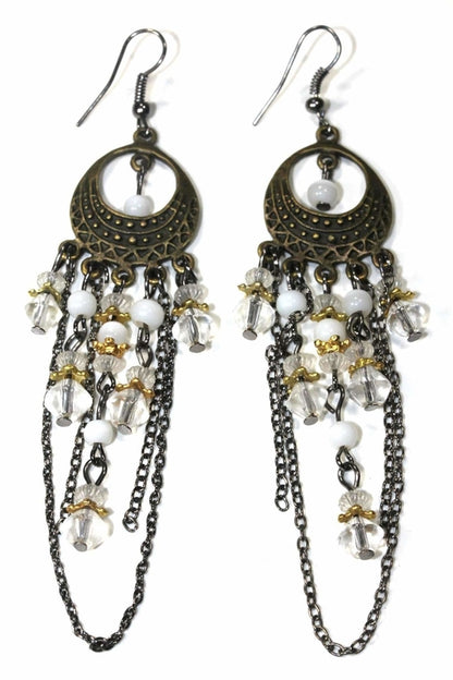 Gypsy Style Chandelier Earrings - Handcrafted Boho Chain Link Earrings