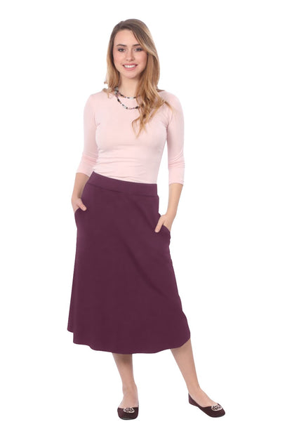 The Perfect A-Line Midi Skirt with Pockets by Kosher Casual USA