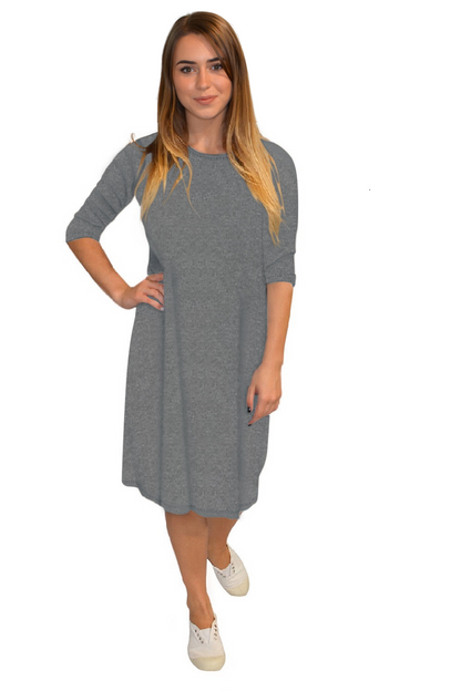 Classic Knee Length A-Line T-Shirt Dress by Kosher Casual USA