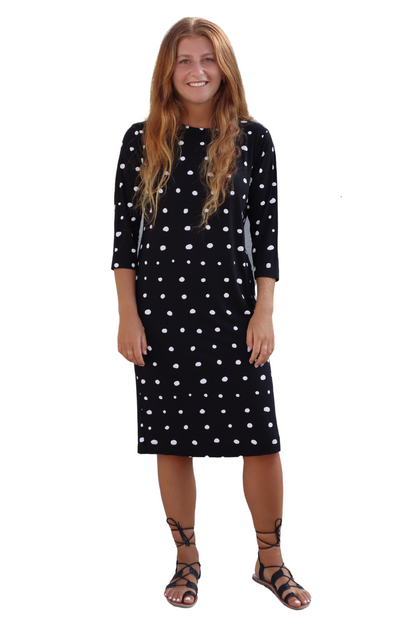 Classic 3/4 Sleeve Modest Knee-Length Shift Dress by Kosher Casual USA