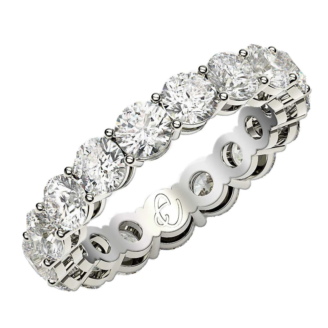 Round Cut Lab Grown Diamond Eternity Ring in 14k White Gold (3 cttw FG/VS2) by Bids.com