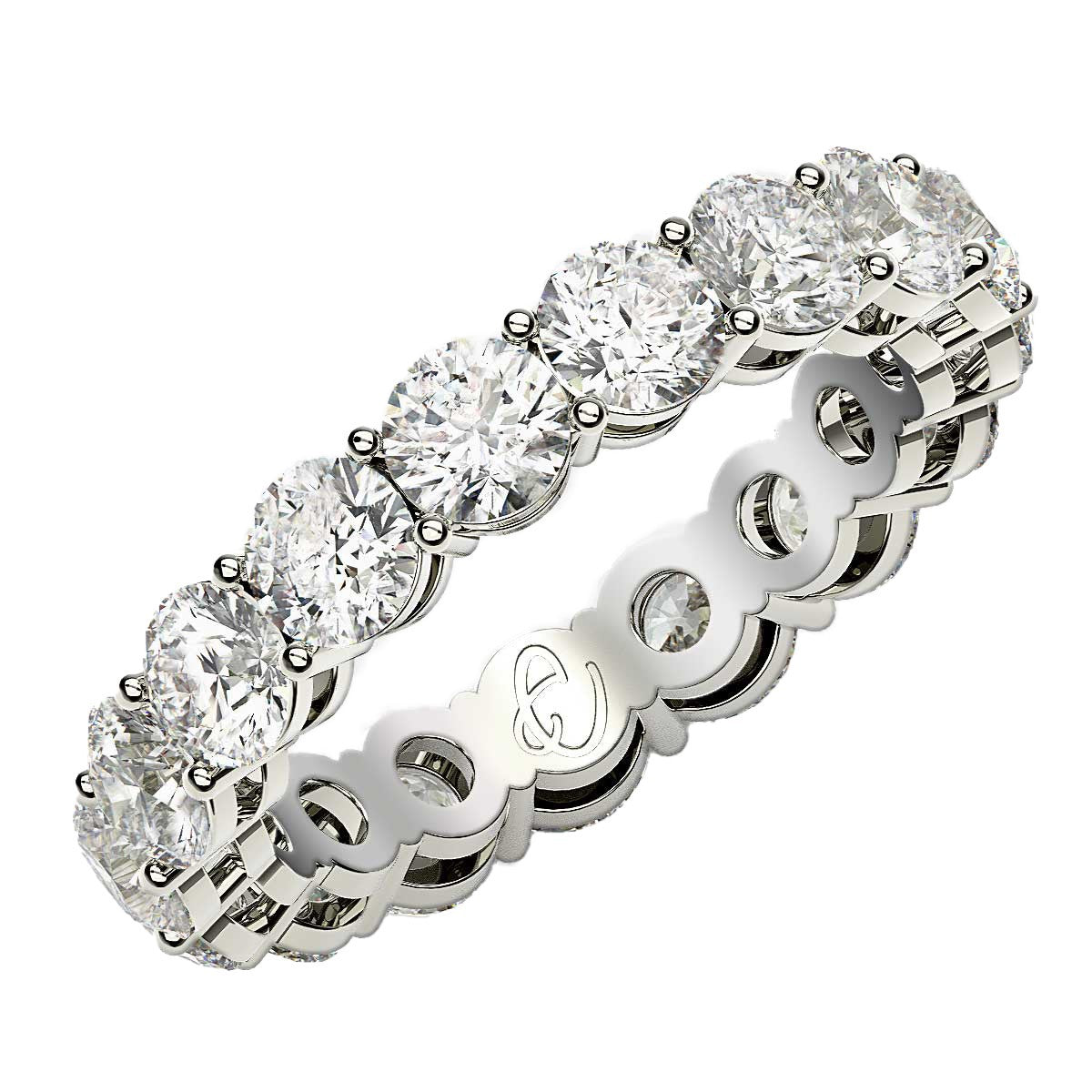 Round Cut Lab Grown Diamond Eternity Ring in 14k White Gold (3 cttw FG/VS2) by Bids.com