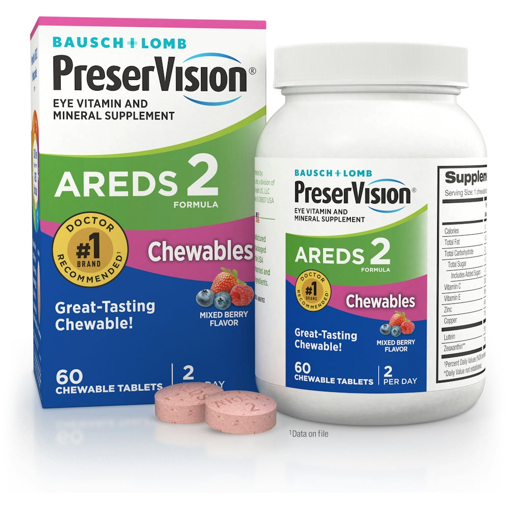 PreserVision Mixed Berry Flavor Areds 2 Formula 60 Chewable Tablets by Pasteur Pharmacy