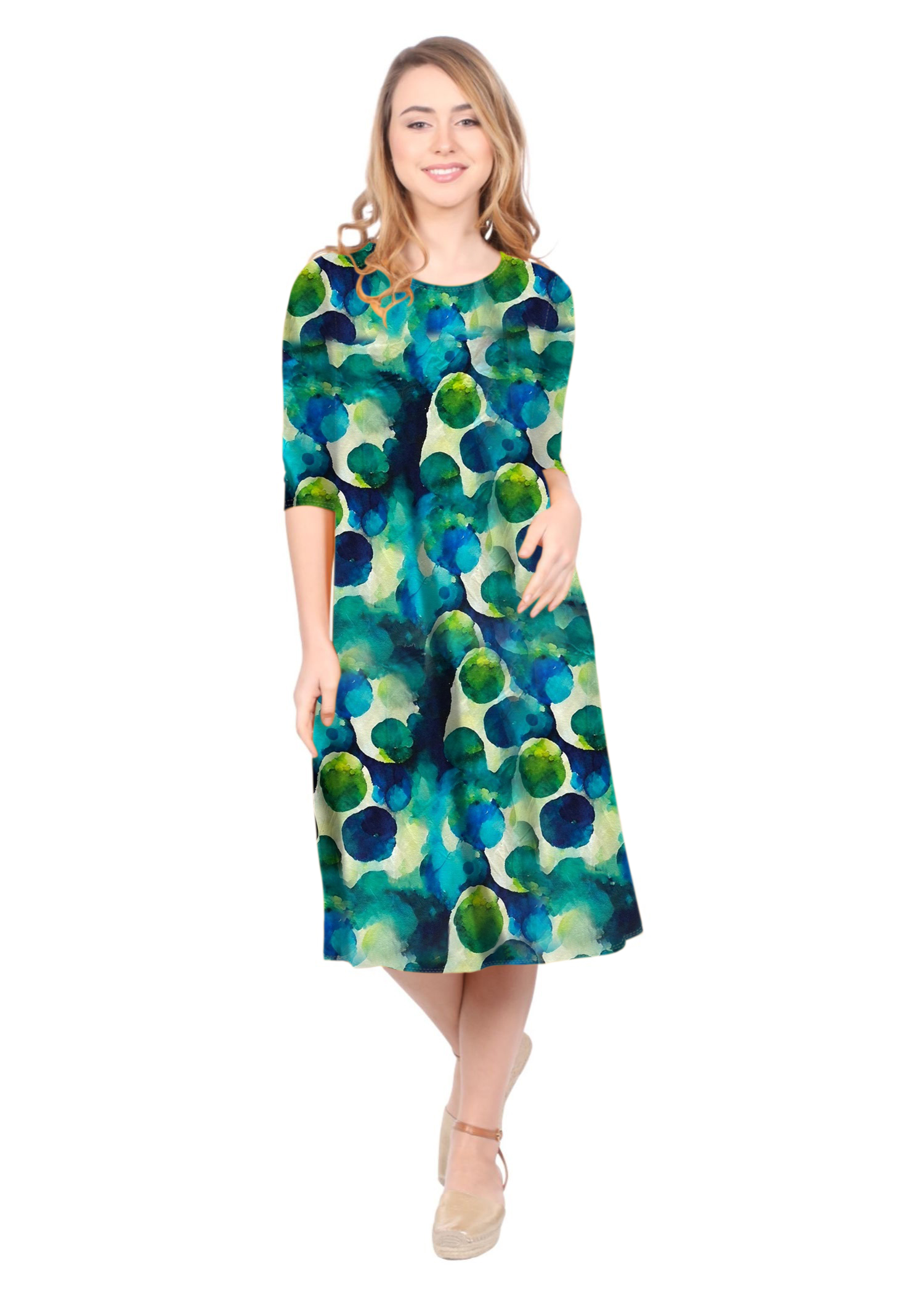 Past The Knee T-Shirt Dress - Comfortable A-Line Silhouette by Kosher Casual USA