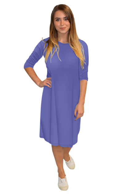 Classic Knee Length A-Line T-Shirt Dress by Kosher Casual USA