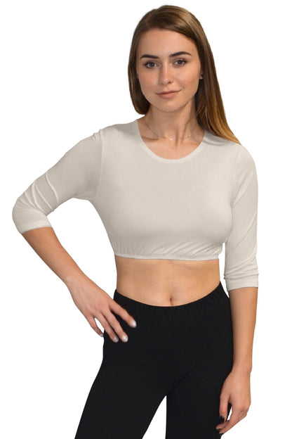 3/4 Sleeve Cropped Layering Shell in Viscose Spandex - Women&