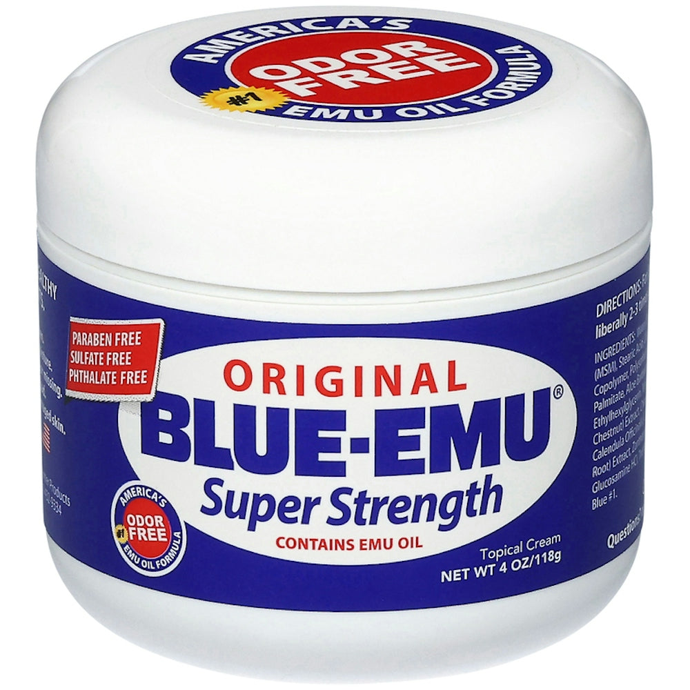 Blue-Emu Super Strength Topical Pain Relief Cream with Emu Oil, Odor Free &amp; Deep Penetrating, 4 oz - DestGlow