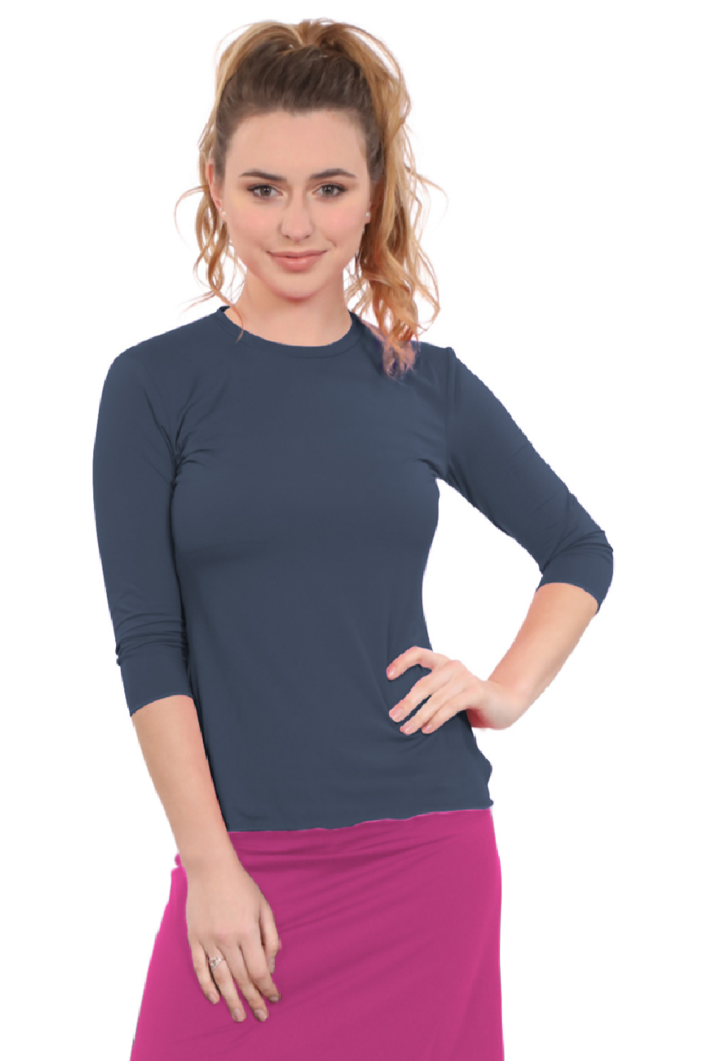 Relaxed Fit 3/4 Sleeve Swim &amp; Exercise Top - Quick-Dry UPF 50+ Protection by Kosher Casual USA