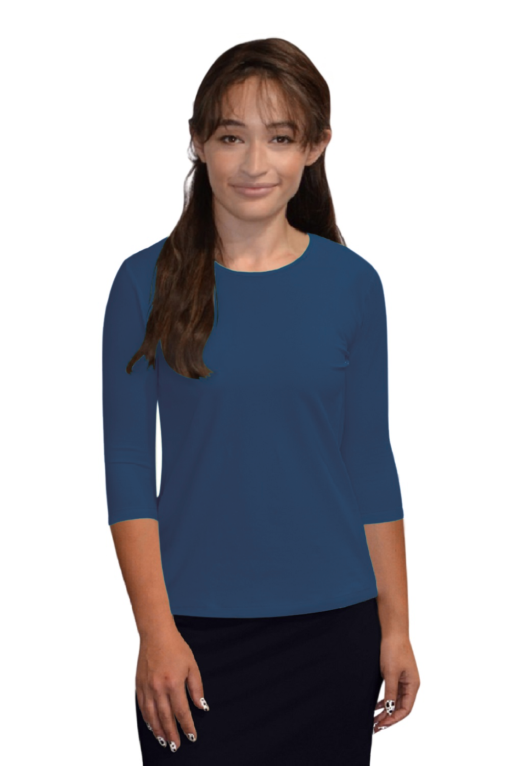Essential 3/4 Sleeve Modest Crew Neckline Shell - Versatile Layering Top by Kosher Casual USA