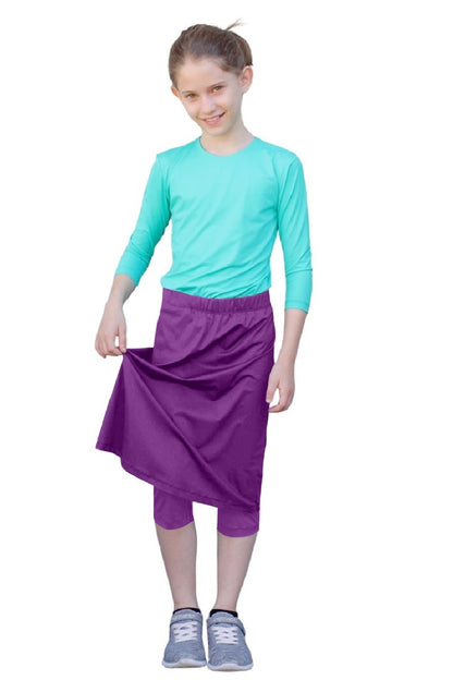 Girls Swim and Sports Skirt with Attached Leggings - UPF 50 Protection by Kosher Casual USA