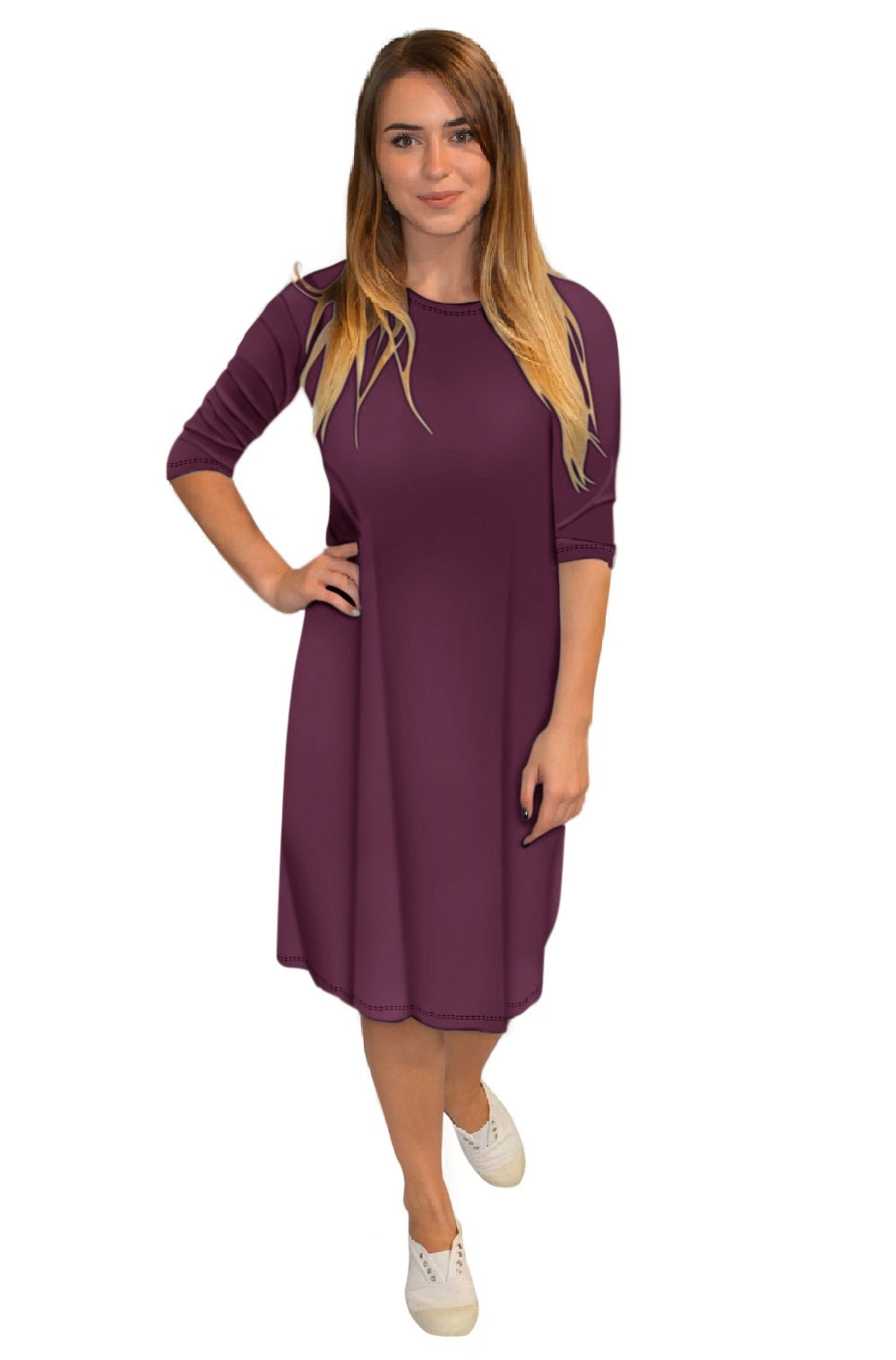 Classic Knee Length A-Line T-Shirt Dress by Kosher Casual USA