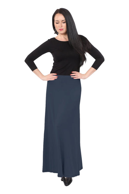 Flowing A-Line Maxi Skirt - Stretch Comfort Waistband by Kosher Casual USA