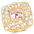 14K Yellow Gold Plated 3.33 Carat Synthartic Morganite and White Topaz .925 Sterling Silver Ring by Bids.com