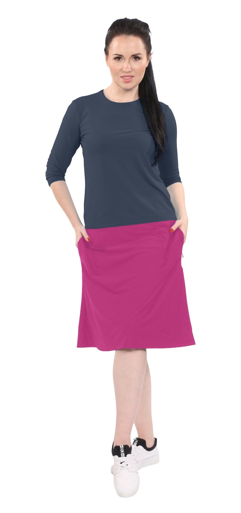 Modest A-Line Athletic Skort with Knee-Length Shorts - Swim &amp; Sport Ready by Kosher Casual USA
