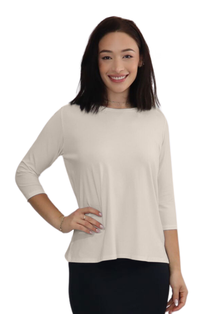 Modest Relaxed Fit 3/4 Sleeve T-Shirt with Side Slits by Kosher Casual USA