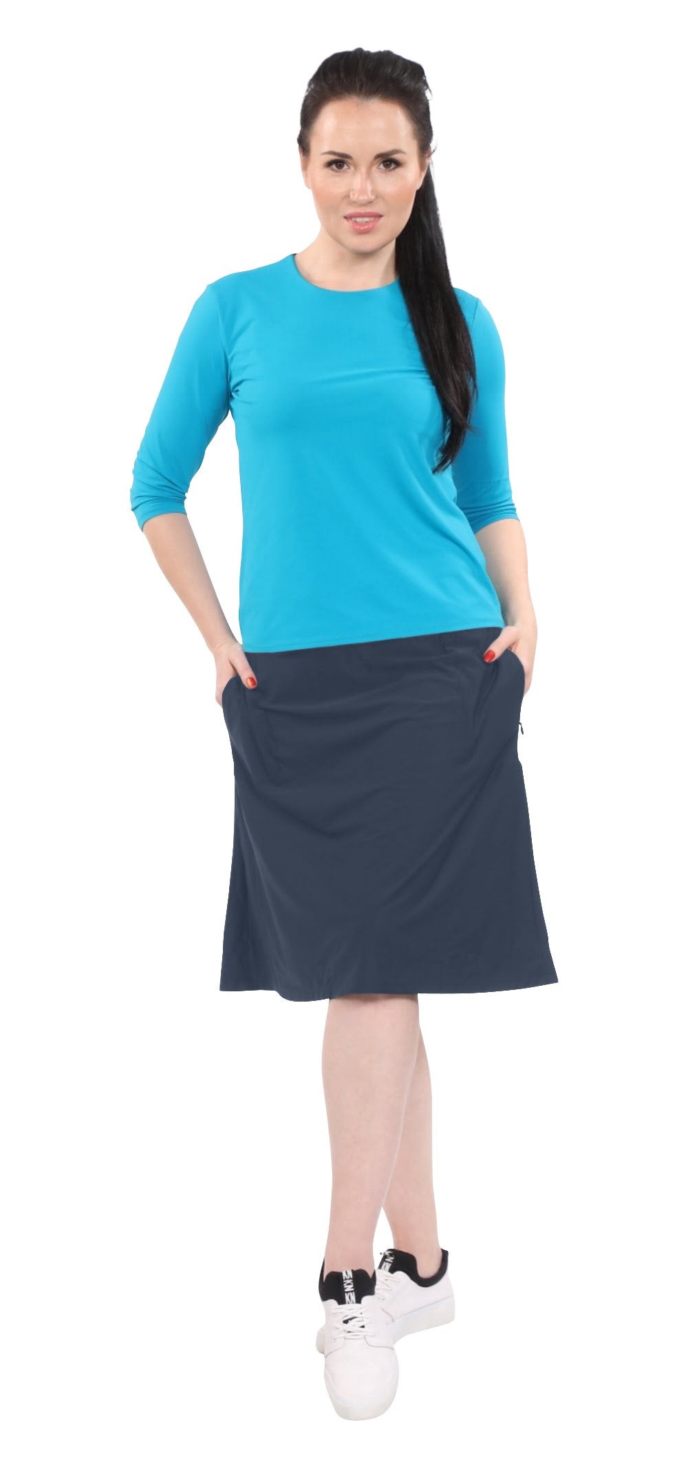 Modest A-Line Athletic Skort with Knee-Length Shorts - Swim &amp; Sport Ready by Kosher Casual USA