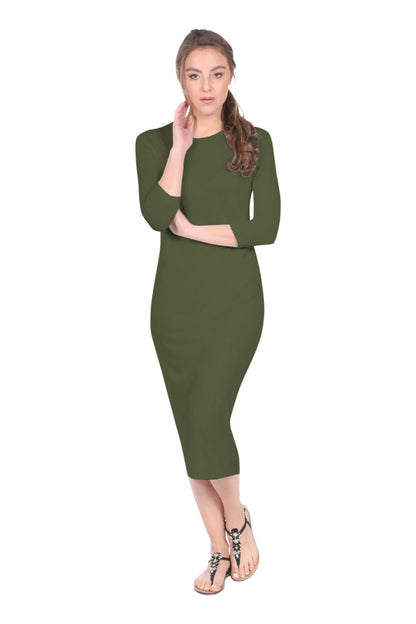 Modest Layering Dress with 3/4 Sleeves and No Slits by Kosher Casual USA