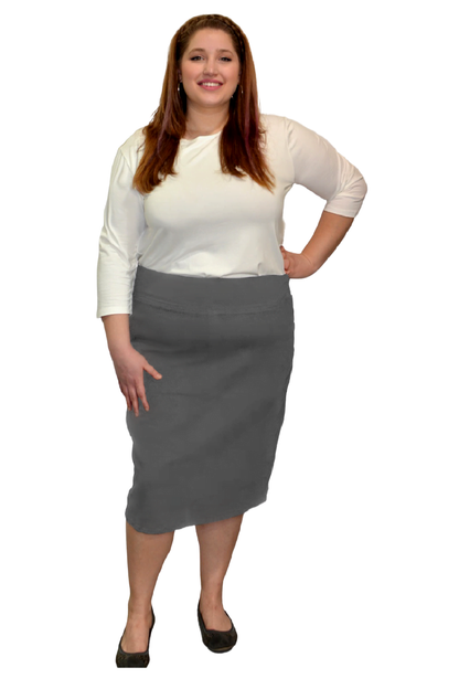 Classic Cotton Lycra Pencil Skirt - Below Knee Length by Kosher Casual USA