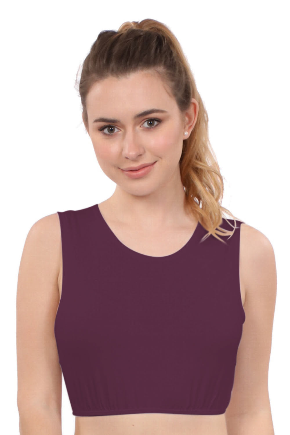 Cropped Layering Tank with Full Shoulder Coverage and Jewel Neckline by Kosher Casual USA