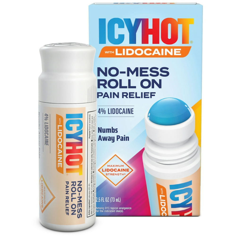 Icy Hot Pain Relief, No Mess, Lidocaine, Maximum Strength, Roll-On 2.5 Fl Oz by Pasteur Pharmacy