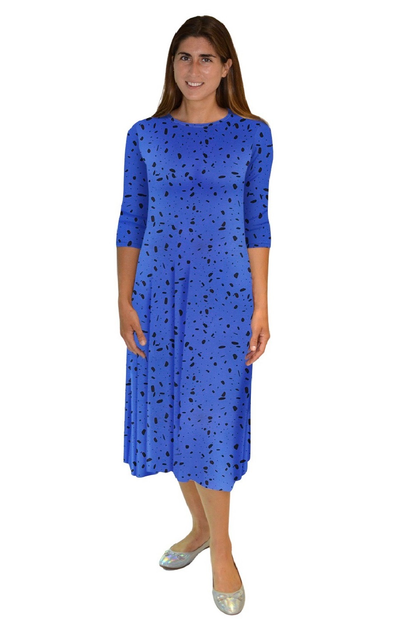 Mid-Calf 3/4 Sleeve Swing Dress with Pockets by Kosher Casual USA