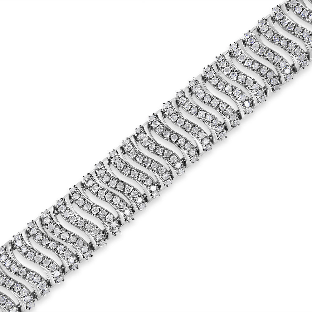 .925 Sterling Silver 5.00 Cttw Round-Cut Diamond "S" Link Bracelet (I-J Color, I3 Clarity) - Size 7.25 by Bids.com