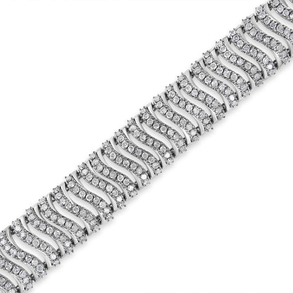 .925 Sterling Silver 5.00 Cttw Round-Cut Diamond "S" Link Bracelet (I-J Color, I3 Clarity) - Size 7.25 by Bids.com
