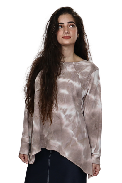 Plus Size Long Sleeve Relaxed Fit Tie-Dye Waffle Tunic by Kosher Casual USA