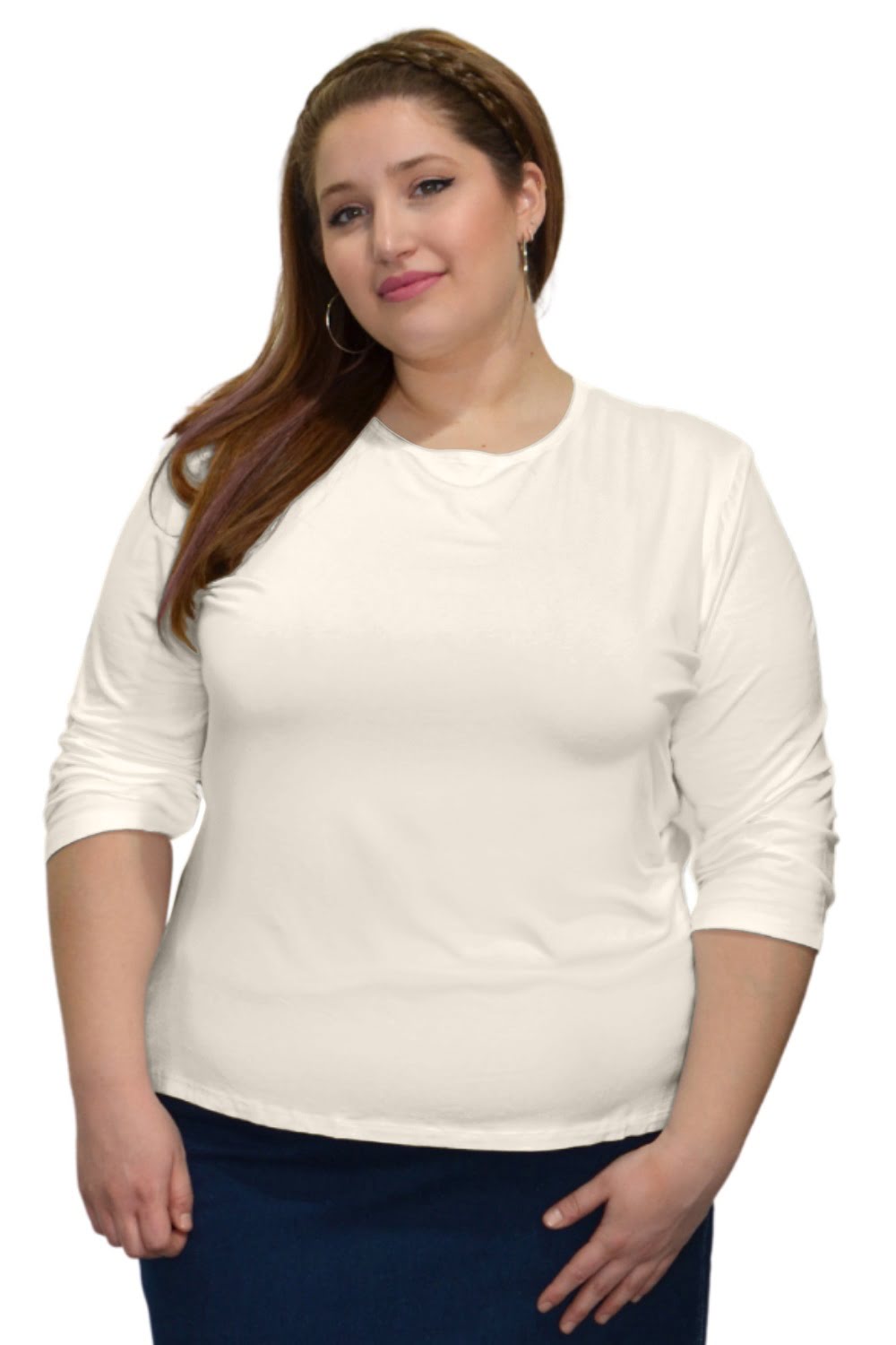 Essential 3/4 Sleeve Modest Crew Neckline Shell - Versatile Layering Top by Kosher Casual USA
