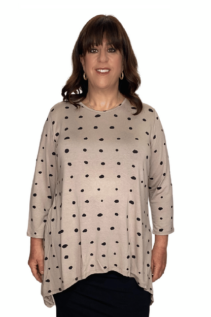 Plus Size Modest Handkerchief Tunic Top - 3/4 Sleeve Comfort Flow Design by Kosher Casual USA