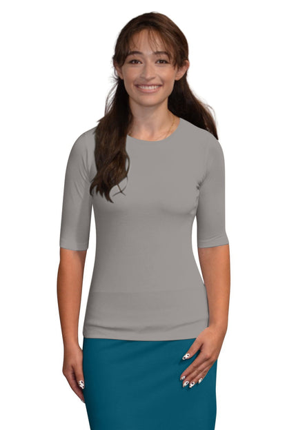 Fitted Layering Shell - Modest Round Neck with Elbow Sleeves by Kosher Casual USA