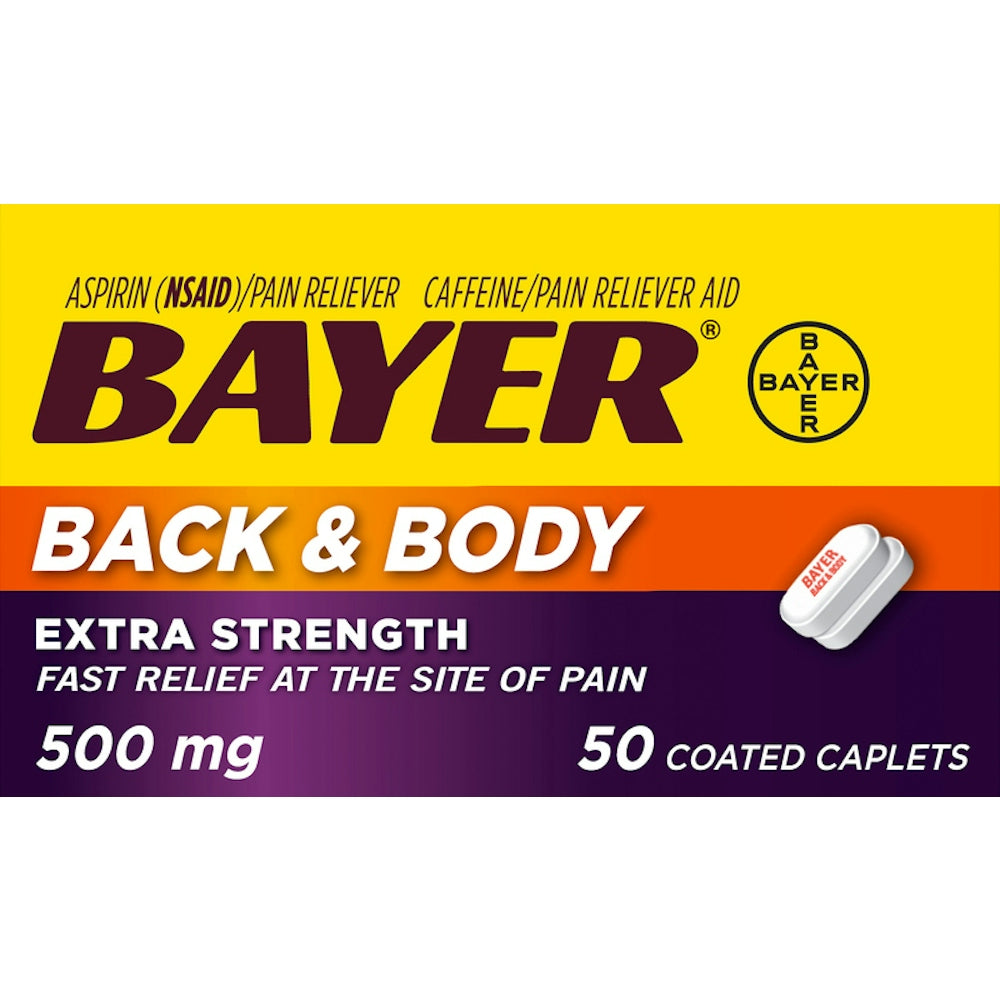 Bayer Aspirin Extra Strength Back &amp; Body Pain 500 Mg 50 Coated Caplets by Pasteur Pharmacy
