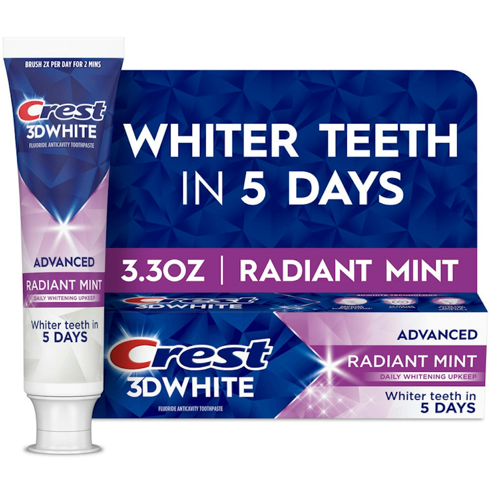 Crest 3D White Advanced Toothpaste, Radiant Mint - 3.3 Ounce 