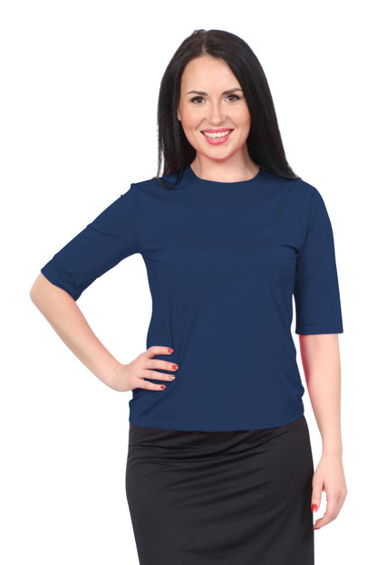 Modest Elbow Sleeve Swim &amp; Running/Exercise Shirt - UV 50 Protection by Kosher Casual USA