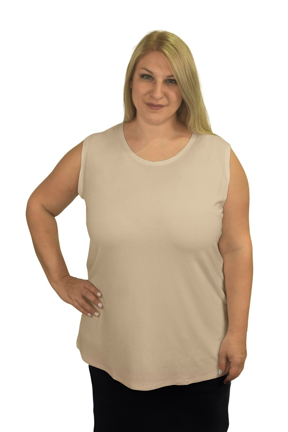 Plus Size Premium Sleeveless Layering Tank Top with Full Shoulder Coverage by Kosher Casual USA